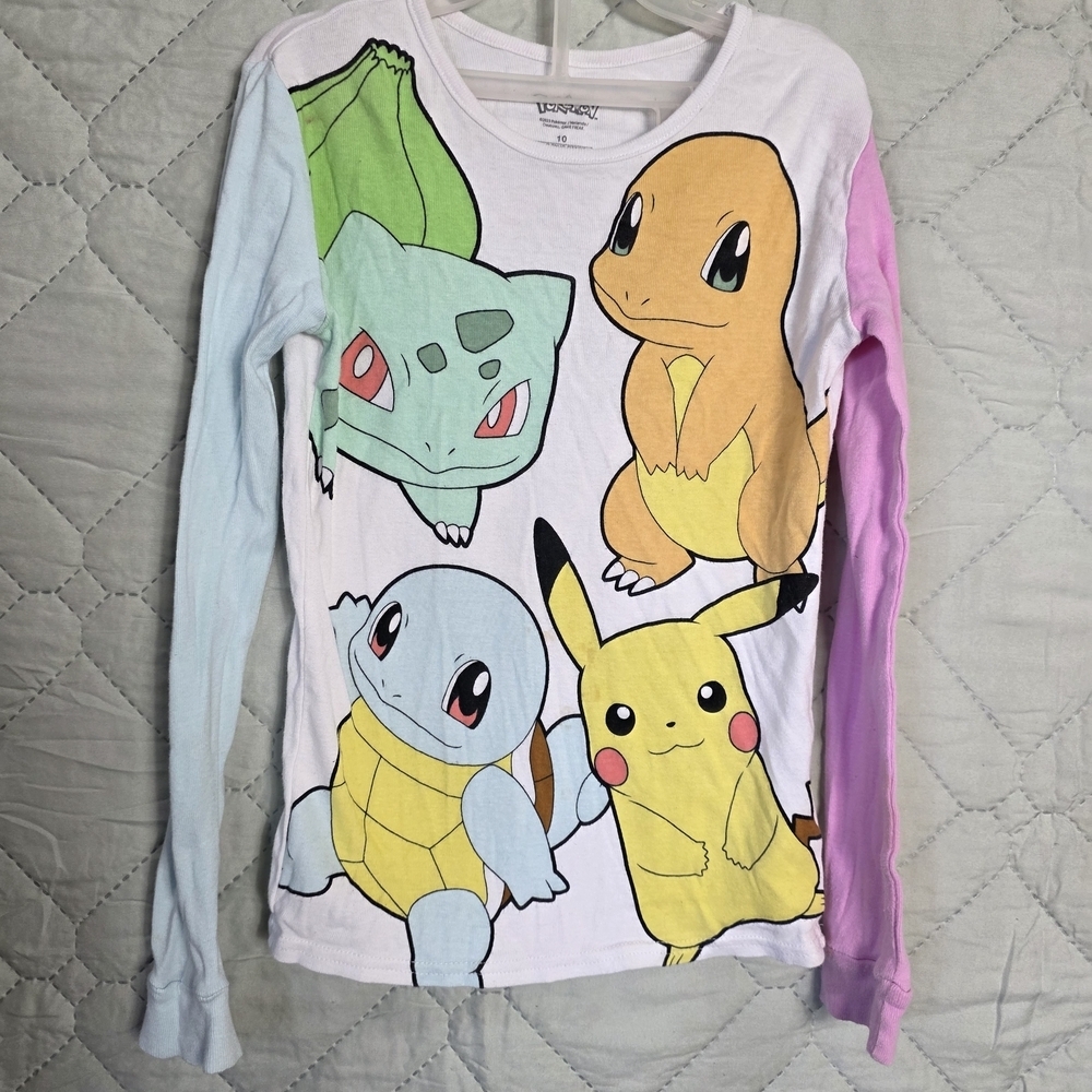 Pokemon Kids Long Sleeve Pajama Top - Multicolor Sz 10